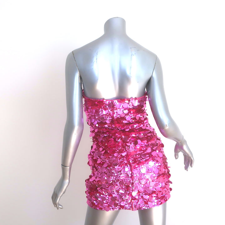 Retrofete Nolia Sequin Strapless Mini Dress Pink Size Small
