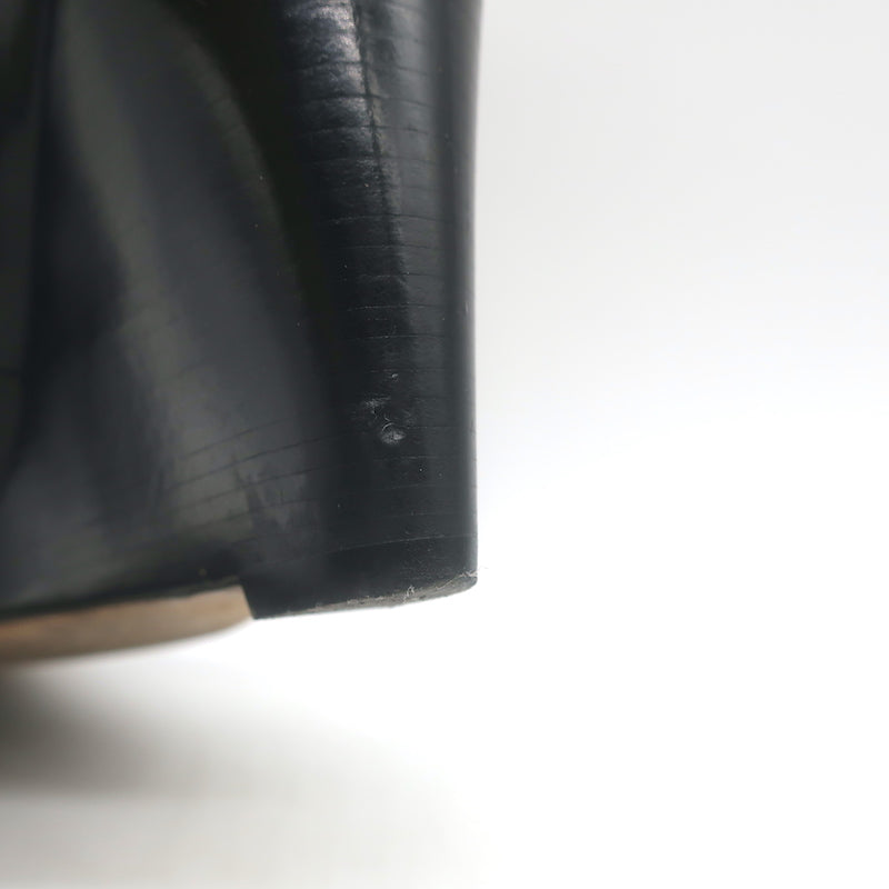 Tory Burch Raleigh Logo Wedge Pumps Black Leather Size 7.5