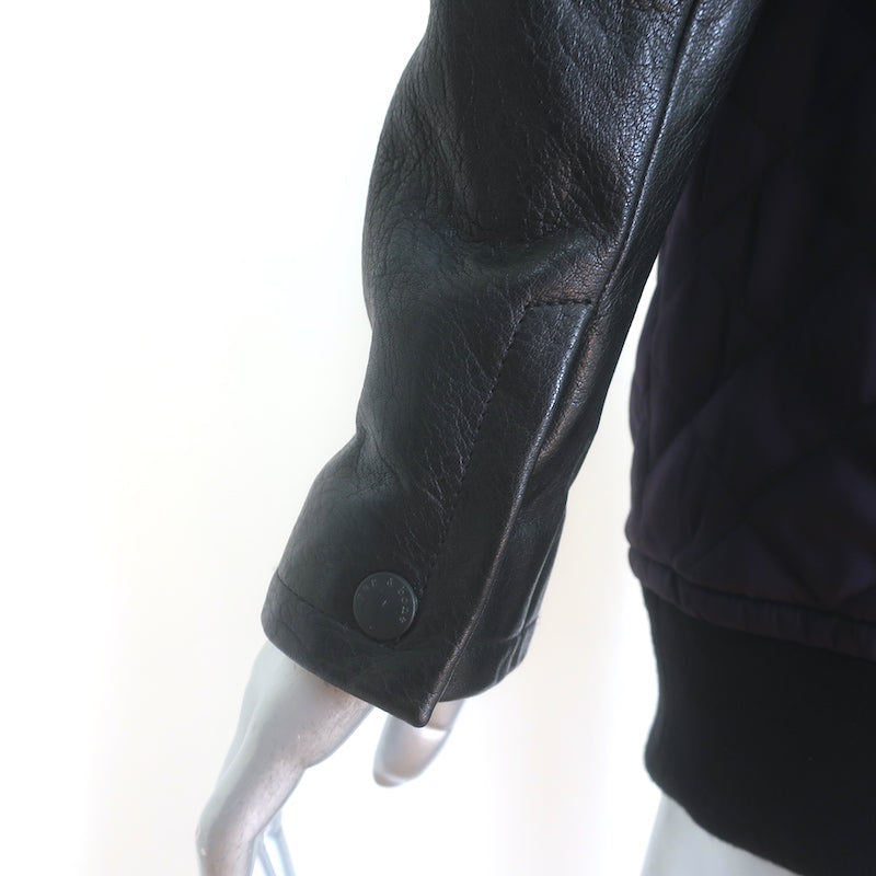 Rag &amp; Bone Pacific Leather-Sleeve Quilted Jacket Eggplant/Black Size Small