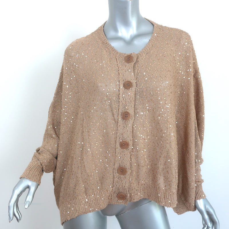Stella McCartney Sequin Cardigan Gold Cotton-Blend Size 40 Oversize Sweater