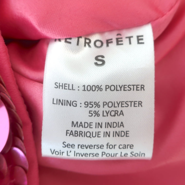 Retrofete Nolia Sequin Strapless Mini Dress Pink Size Small