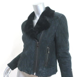 J Brand Lana Shearling Biker Jacket Black Size Small
