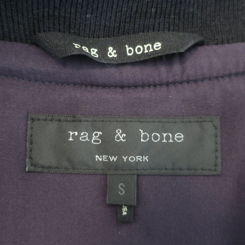 Rag &amp; Bone Pacific Leather-Sleeve Quilted Jacket Eggplant/Black Size Small