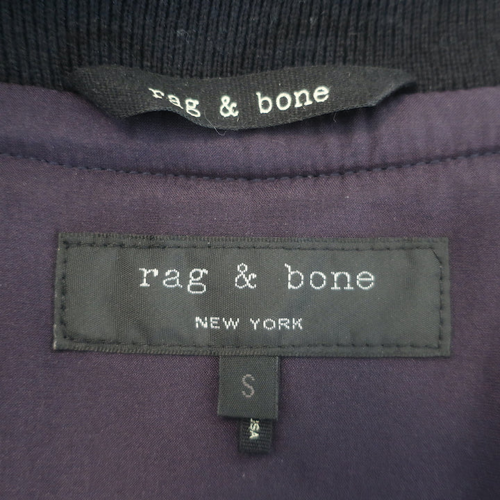 Rag &amp; Bone Pacific Leather-Sleeve Quilted Jacket Eggplant/Black Size Small