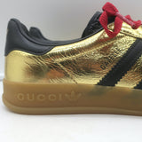 Gucci x Adidas Gazelle Low Top Sneakers Metallic Gold Leather Size 7.5 NEW