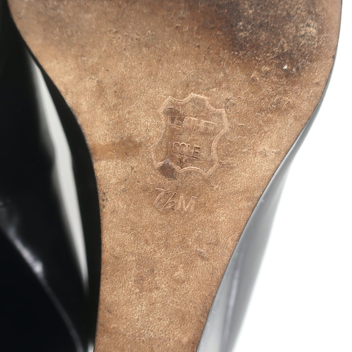 Tory Burch Raleigh Logo Wedge Pumps Black Leather Size 7.5