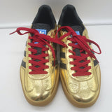 Gucci x Adidas Gazelle Low Top Sneakers Metallic Gold Leather Size 7.5 NEW