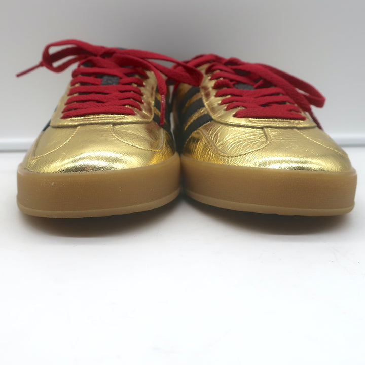 Gucci x Adidas Gazelle Low Top Sneakers Metallic Gold Leather Size 7.5 NEW