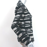 Chanel 08P Striped Fringed Tweed Jacket Black/Silver Cotton-Blend Size 38