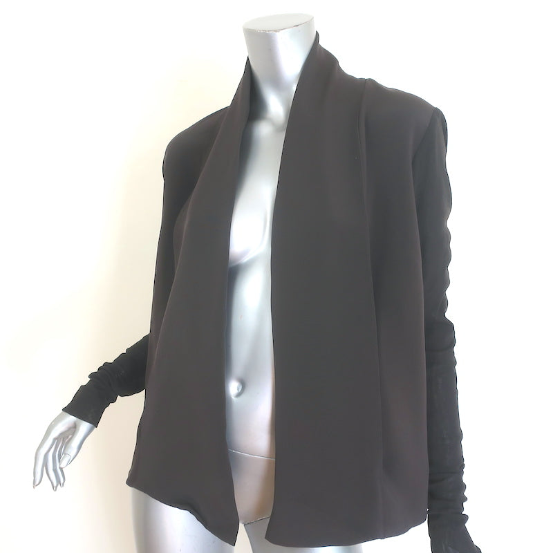 Peter Cohen Mesh-Sleeve Silk Jacket Olive Brown Size Small