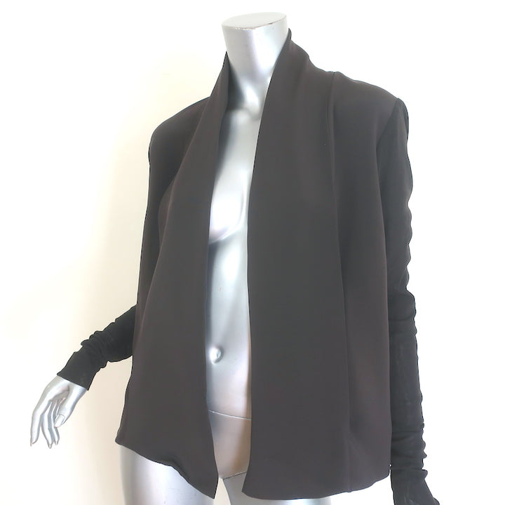 Peter Cohen Mesh-Sleeve Silk Jacket Olive Brown Size Small