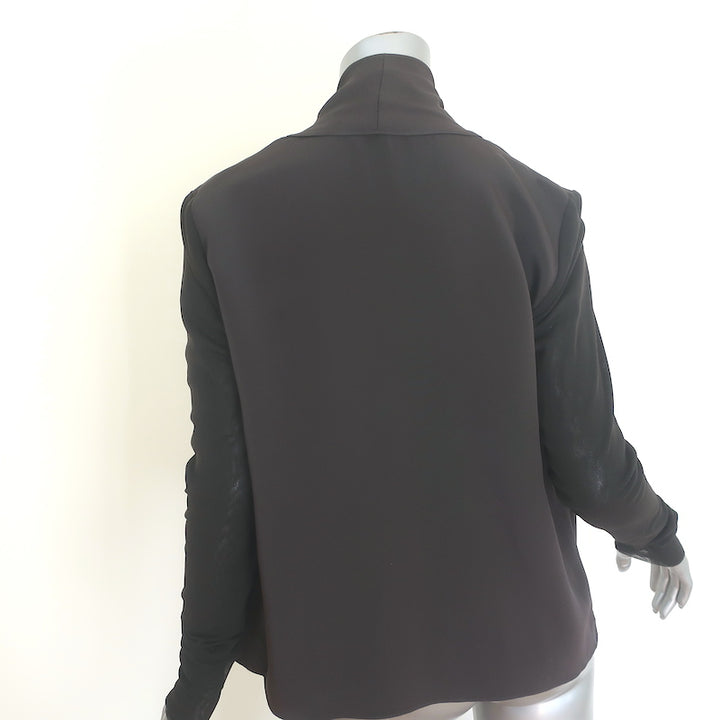 Peter Cohen Mesh-Sleeve Silk Jacket Olive Brown Size Small