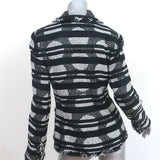 Chanel 08P Striped Fringed Tweed Jacket Black/Silver Cotton-Blend Size 38