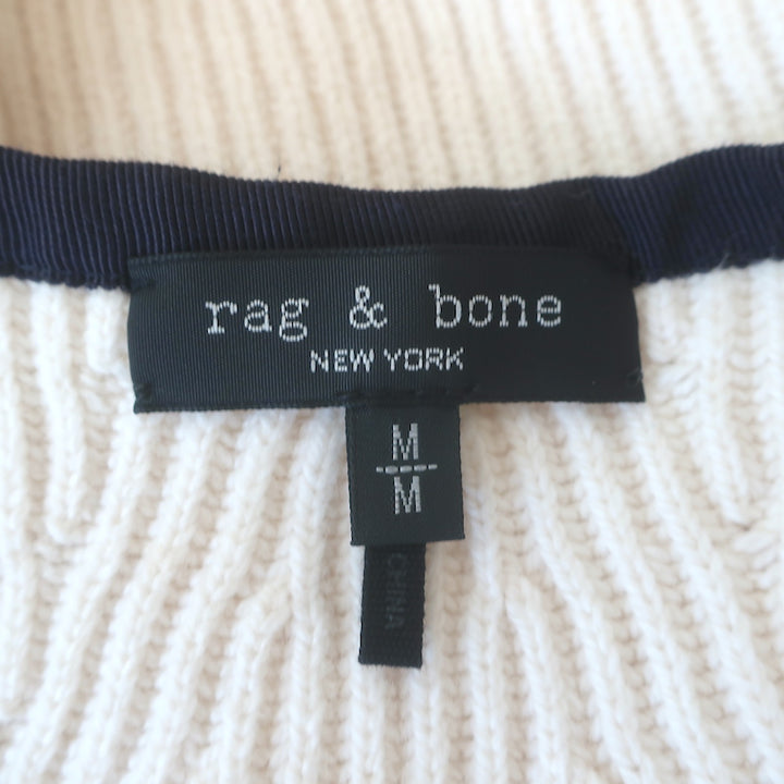 Rag &amp; Bone Nancy Cardigan Ivory Wool-Blend Ribbed Knit Size Medium