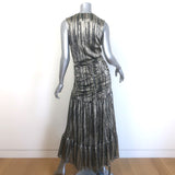 MISA Ava Metallic Striped Twist-Front Midi Dress Gold Size Extra Small