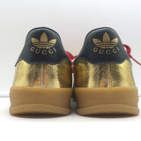 Gucci x Adidas Gazelle Low Top Sneakers Metallic Gold Leather Size 7.5 NEW