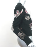 Alexander McQueen Butterfly Crop Cardigan Black Wool-Blend Size Extra Large