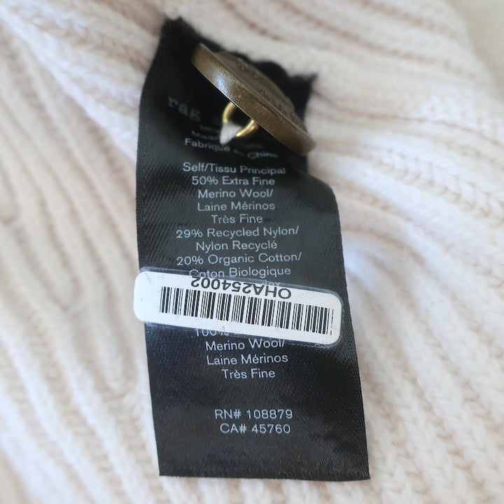 Rag &amp; Bone Nancy Cardigan Ivory Wool-Blend Ribbed Knit Size Medium