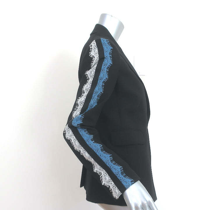 Veronica Beard Damari Lace Stripe Dickey Jacket Black Size 4 One-Button Blazer