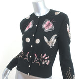 Alexander McQueen Butterfly Crop Cardigan Black Wool-Blend Size Extra Large