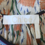 Chloe Tulip Print Puff Sleeve Blouse Cream/Orange Cotton-Silk Size 40