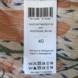 Chloe Tulip Print Puff Sleeve Blouse Cream/Orange Cotton-Silk Size 40