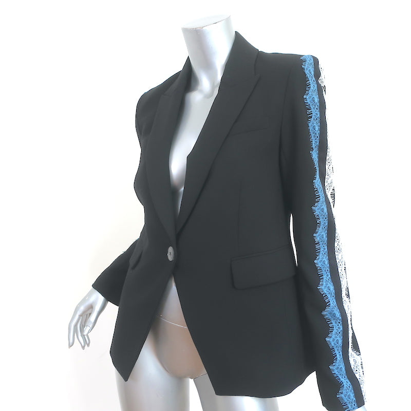 Veronica Beard Damari Lace Stripe Dickey Jacket Black Size 4 One-Button Blazer