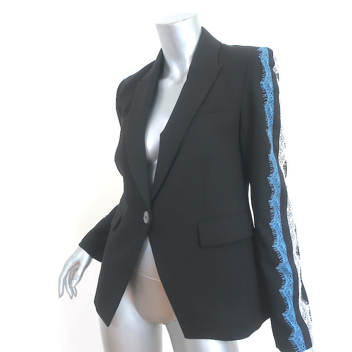 Veronica Beard Damari Lace Stripe Dickey Jacket Black Size 4 One-Button Blazer