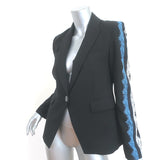 Veronica Beard Damari Lace Stripe Dickey Jacket Black Size 4 One-Button Blazer