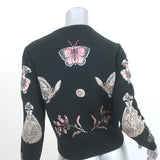 Alexander McQueen Butterfly Crop Cardigan Black Wool-Blend Size Extra Large