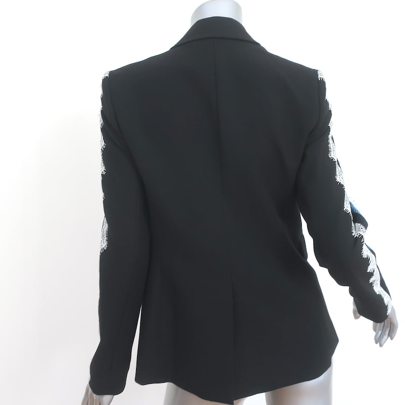 Veronica Beard Damari Lace Stripe Dickey Jacket Black Size 4 One-Button Blazer