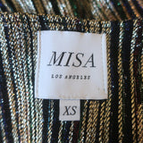MISA Ava Metallic Striped Twist-Front Midi Dress Gold Size Extra Small