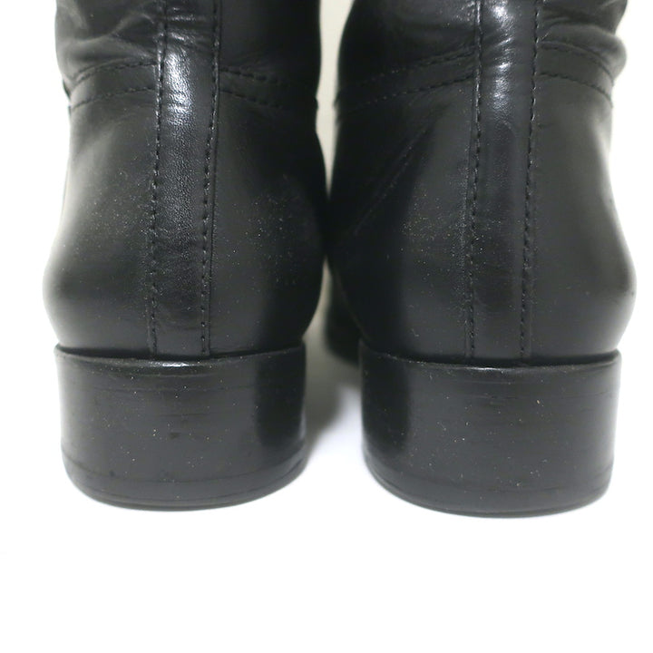 Tory Burch Kiernan Logo Riding Boots Black Leather Size 8