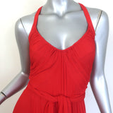 Donna Karan Tie-Waist Bubble Hem Dress Poppy Red Stretch Jersey Size Petite NEW