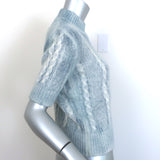 Avant Toi Cable Knit Short Sleeve Sweater Light Blue Alpaca-Blend Size Small