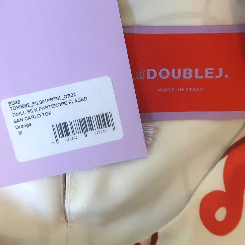 La DoubleJ Partenope Print Top &amp; Palazzo Pants Set Cream/Orange Size Medium NEW