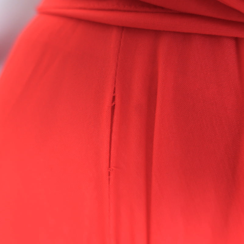 Donna Karan Tie-Waist Bubble Hem Dress Poppy Red Stretch Jersey Size Petite NEW