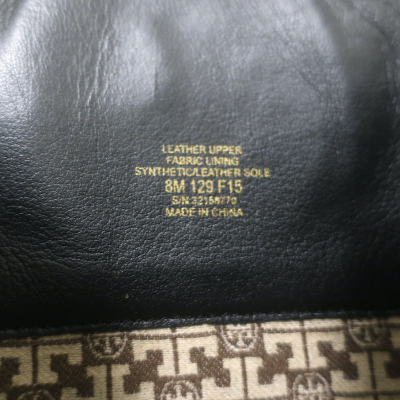 Tory Burch Kiernan Logo Riding Boots Black Leather Size 8