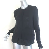 Moncler Pleated-Back Mixed Media Cardigan Black Cotton-Blend Size Small