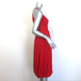 Donna Karan Tie-Waist Bubble Hem Dress Poppy Red Stretch Jersey Size Petite NEW