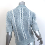 Avant Toi Cable Knit Short Sleeve Sweater Light Blue Alpaca-Blend Size Small