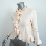 Alexander McQueen Ruffled Jacquard Jacket Ivory Silk-Blend Size Medium