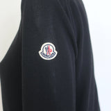 Moncler Pleated-Back Mixed Media Cardigan Black Cotton-Blend Size Small