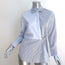 Sandro Maddly Belted Shirt Blue Striped Cotton Size 0 Long Sleeve Top