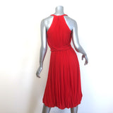 Donna Karan Tie-Waist Bubble Hem Dress Poppy Red Stretch Jersey Size Petite NEW