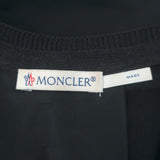 Moncler Pleated-Back Mixed Media Cardigan Black Cotton-Blend Size Small