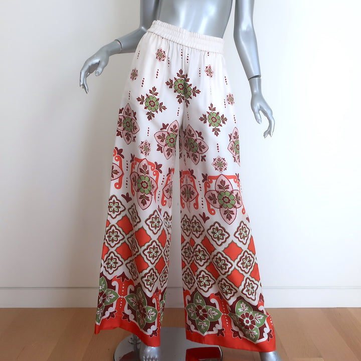 La DoubleJ Partenope Print Top &amp; Palazzo Pants Set Cream/Orange Size Medium NEW