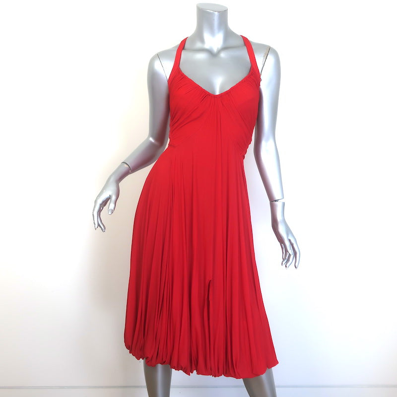 Donna Karan Tie-Waist Bubble Hem Dress Poppy Red Stretch Jersey Size Petite NEW