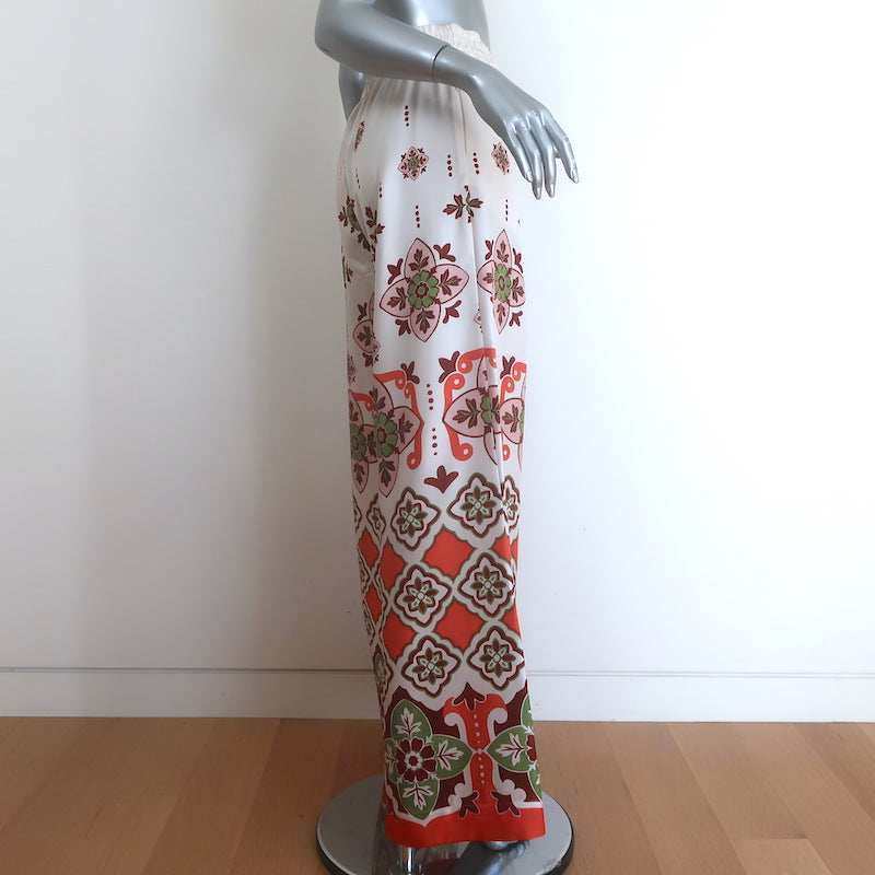 La DoubleJ Partenope Print Top &amp; Palazzo Pants Set Cream/Orange Size Medium NEW