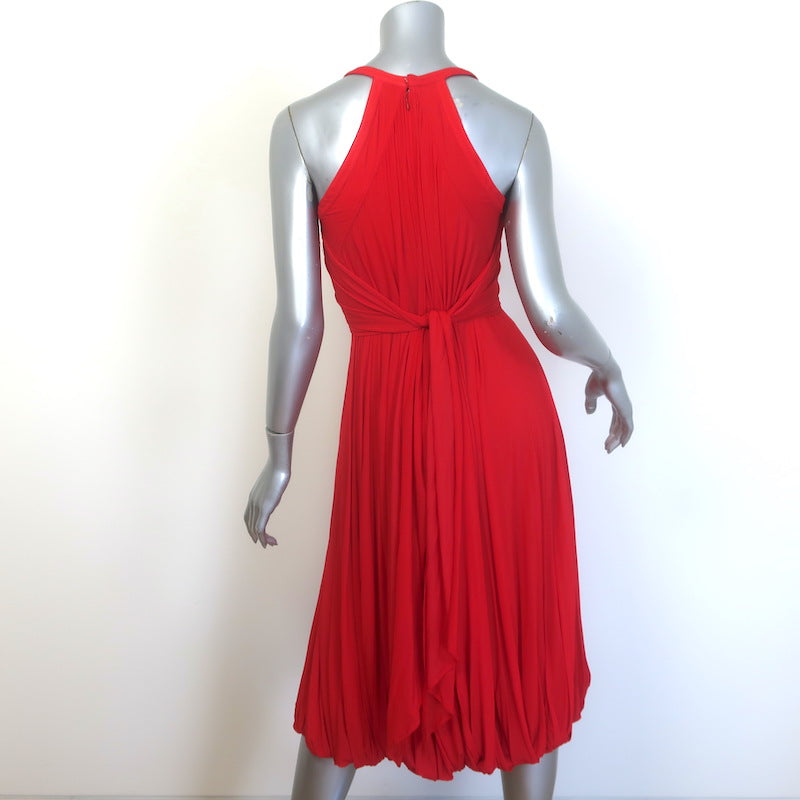 Donna Karan Tie-Waist Bubble Hem Dress Poppy Red Stretch Jersey Size Petite NEW